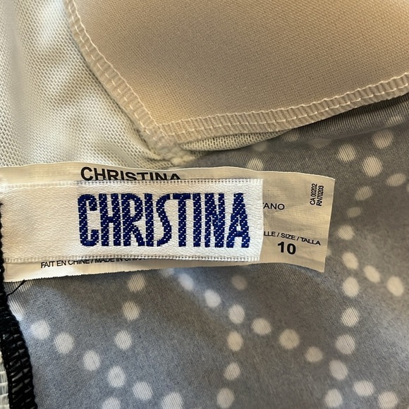 Christina black & white swim bathing suit top. Tankini, padded bra cups Size 10 - Picture 5 of 14